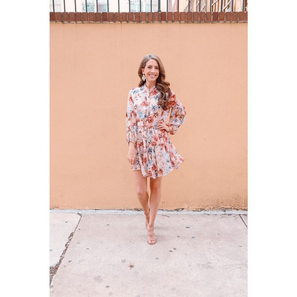 ✨Vici Vienne Floral Adjustable Balloon Sleeve Mini Sz Large Dress✨ - Picture 6 of 15